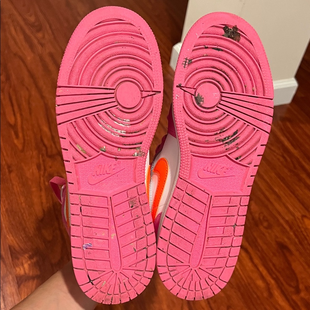 Kids Nike Air Jordan Mid Sneakers Pink & Orange & White Size 7Y - Picture 8 of 8